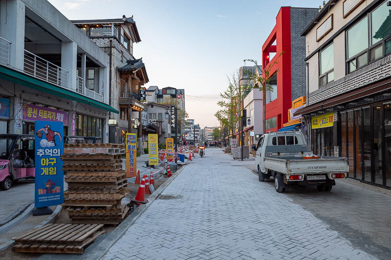 Korea-Jeonju-Hanok - Here is one of the new historic hanok village streets under construction, there are many new historic areas coming soon.