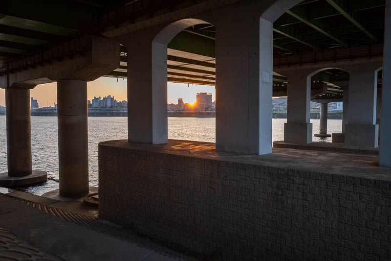 Korea-Seoul-River-Poke - Time to hang out under a bridge.