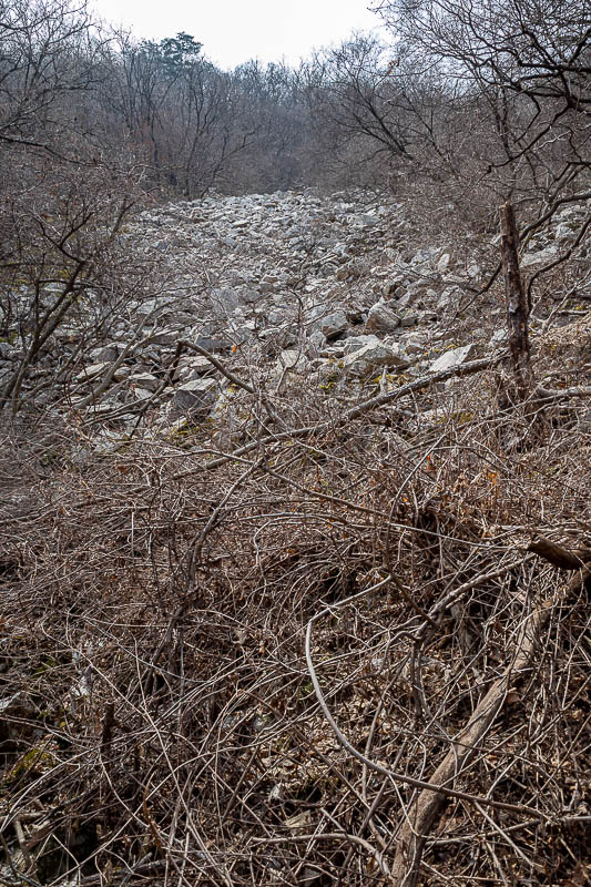 Korea-Seoul-Hiking-Soyosan - This is actually looking straight up at a rock flow of some kind. I think I saw it across the valley in one of my earlier photos.