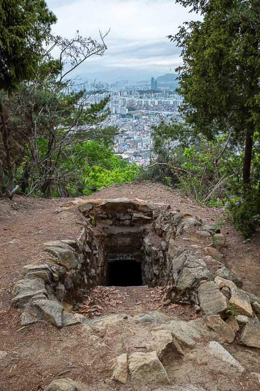 Korea-Seoul-Hiking-Gwanaksan - There are a lot of old military positions on this trail, and some of them appear to not be closed off. I did not go in, there are snakes in Korea, the