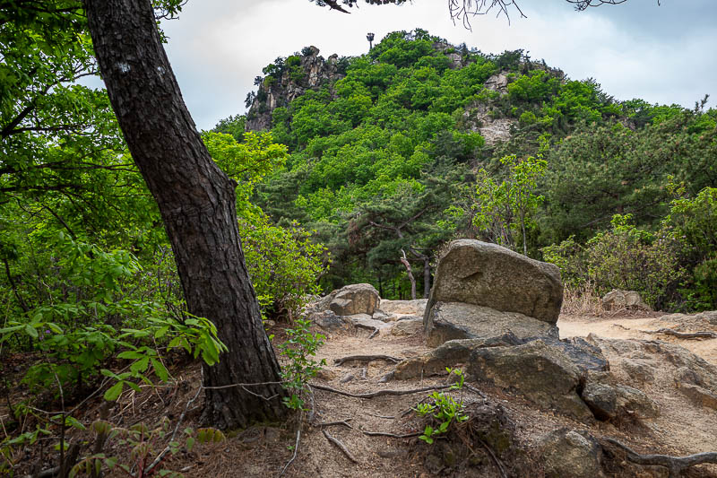 Korea-Seoul-Hiking-Gwanaksan - First of many minor peaks is up there.