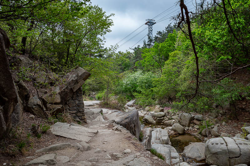 Korea-Seoul-Hiking-Gwanaksan - The trail ends at the bottom cable car station, and I am almost at it.