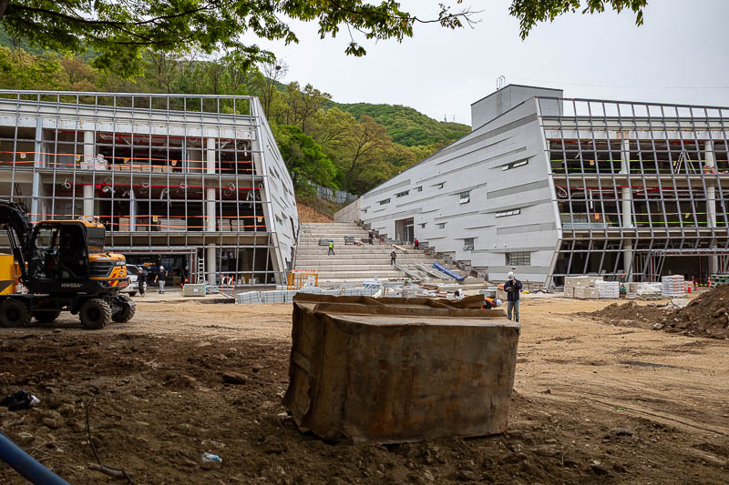 Korea-Seoul-Namhansanseong-Fortress - A lot of construction going on at the entrance, I suspect these are future Starbucks stores.