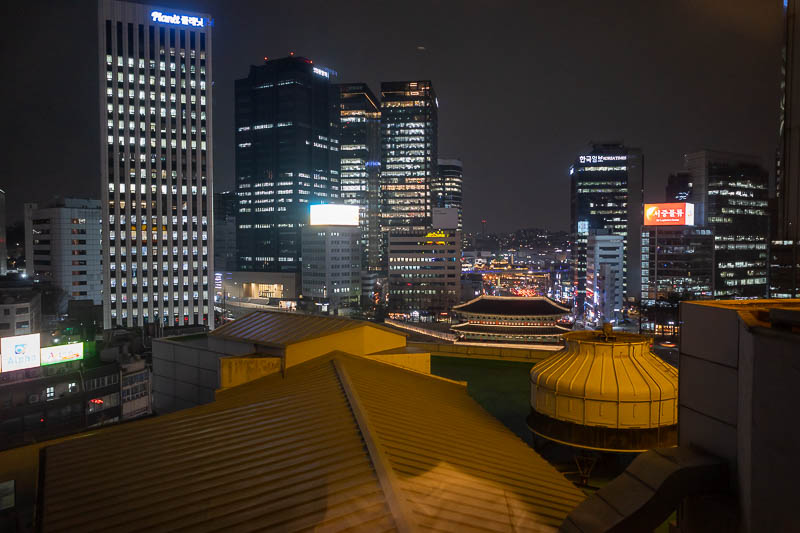 Korea-Seoul-Myeongdong-Bibimbap - And finally, as promised, the view from my hotel window. You can see the top of the city gate as shown in the first picture here. Tomorrow, not a hiki