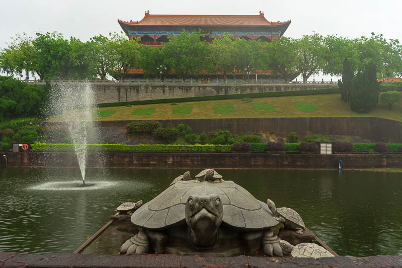 China-Guangzhou-Rain-Lotus Hill - Another very brief respite, just 3 seconds after taking this photo, the loudest thunder ever and the heaviest rain ever. The turtle is cursed.