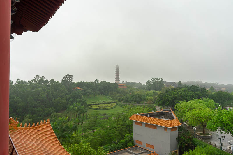 China-Guangzhou-Rain-Lotus Hill - Off in the distance, a pagoda. It appeared brighter at this point than any point in the 3 hours prior, time to run back to the bus station and start a