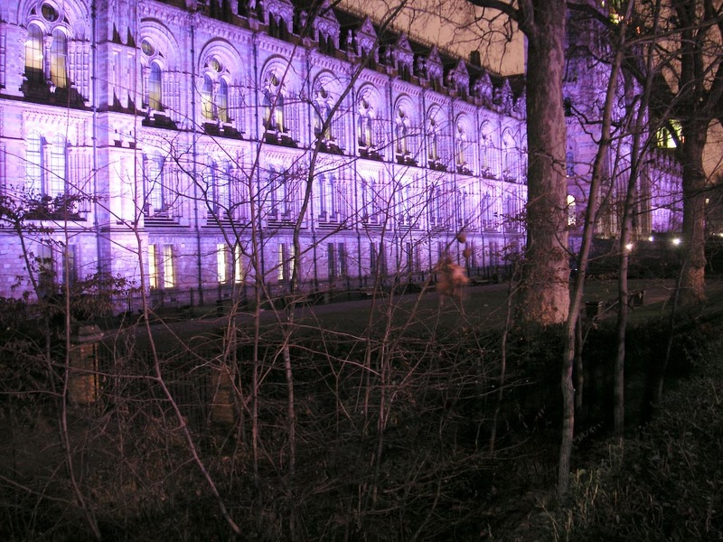England-London-Brent-Wembley - This is the museum of natural science I walked past on my walk, it lights up with various colors but due to the long exposure it averaged out, still l