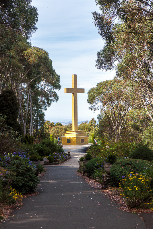  - There is a giant crucifix on top of Mount Macedon. You drive to the top. The crucifix is something to do with world war 1. There is also a cafe, its c