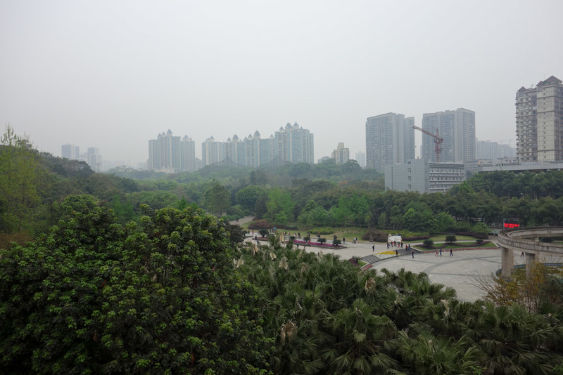 China-Chongqing-Zoo-Panda-Monorail - The view from the monorail revealed an inner city zoo, somewhere in the fog. Amusingly, when I looked out the window this morning I thought the sky wa