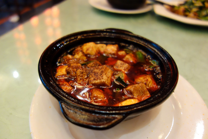 China-Chengdu-Food-Mapo Tofu - Its a little different to what is typically called mapo tofu in Australia, more oil, served in a hot pot with the oil still bubbling. I chose no rice,