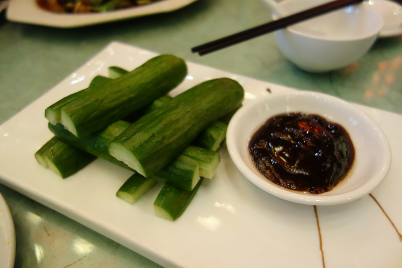 China-Chengdu-Food-Mapo Tofu - My favourite accomponiment is cucumber, which is normally served with something other than being sliced and presented with hoi sin dipping sauce. Stil