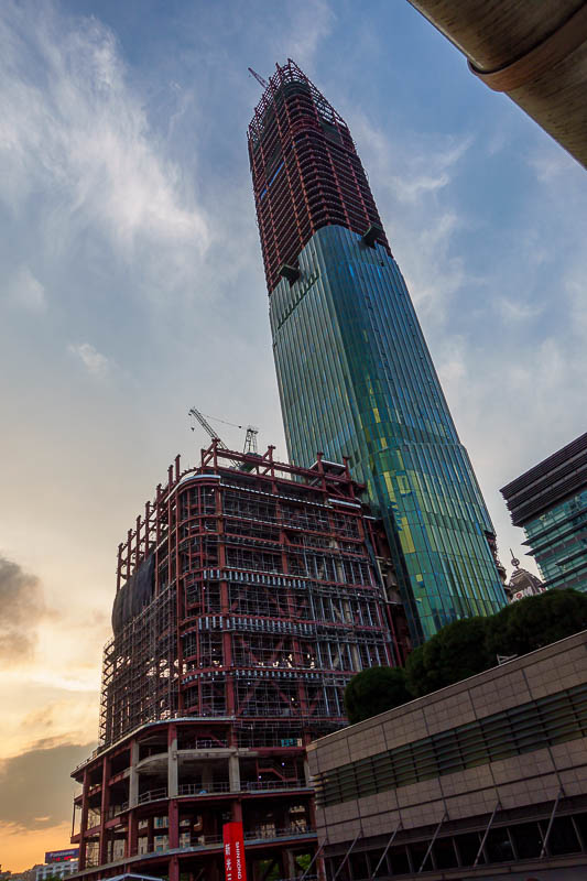 Taiwan-Taipei-Xinyi-Food - Another building under construction. Great sunset.