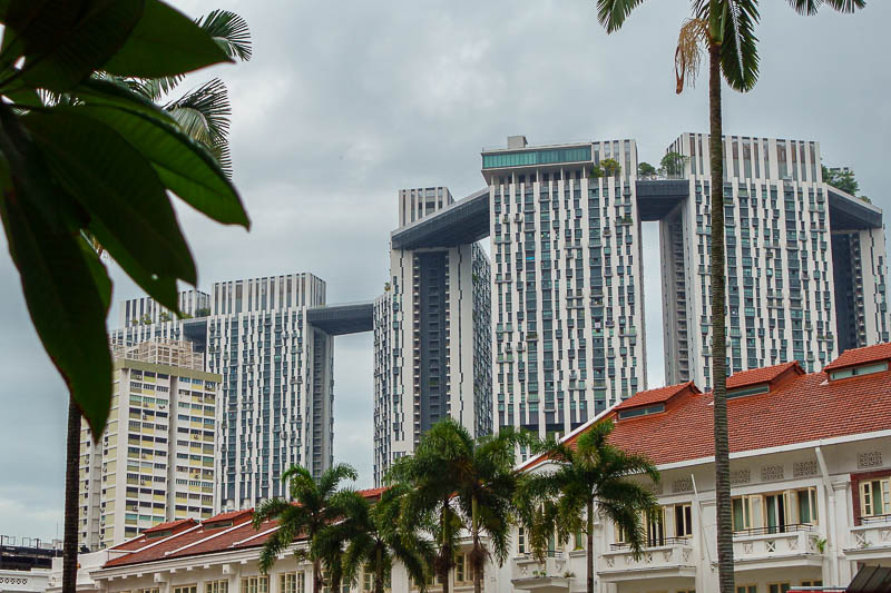 Singapore-Chinatown - That is not Marina Bay Sands, just some apartment buildings made to look like it.