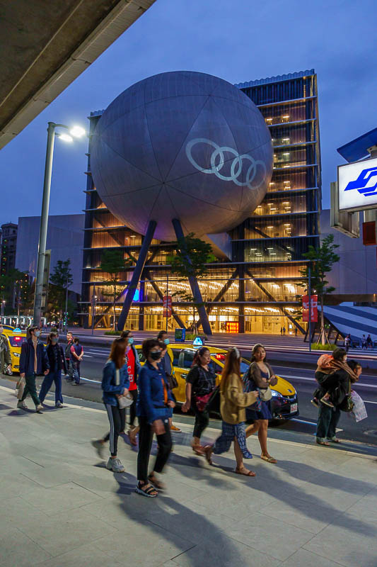 Taiwan for the 5th time - April and May 2023 - That giant sphere on a building is not a shopping mall, it is seemingly just offices, with the Audi logo.